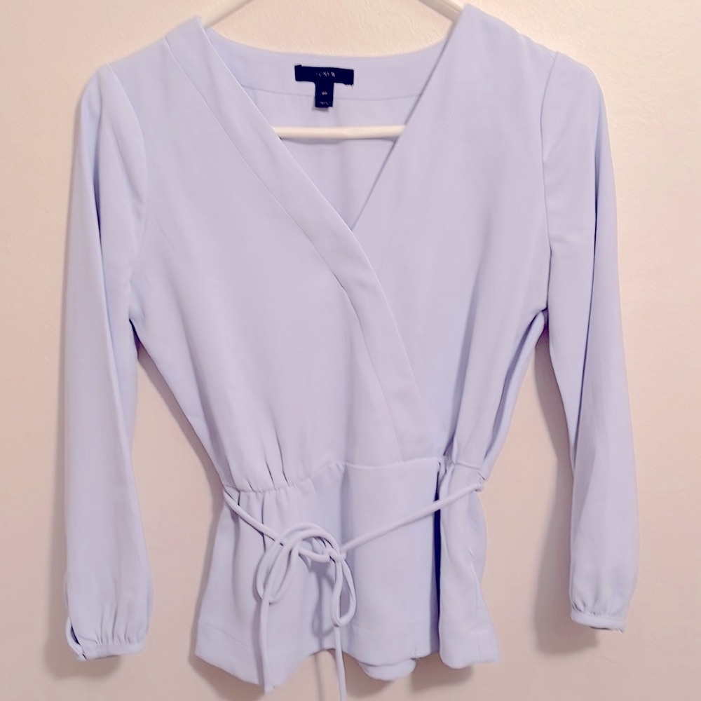 J Crew 0P light blue peplum top
